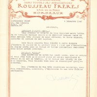 LETTRE À ROUSSEAU FRÈRES, BORDEAUX